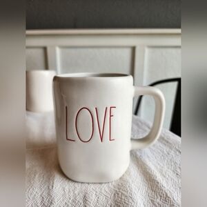 Rae Dunn White Mug with Red 'LOVE' Design